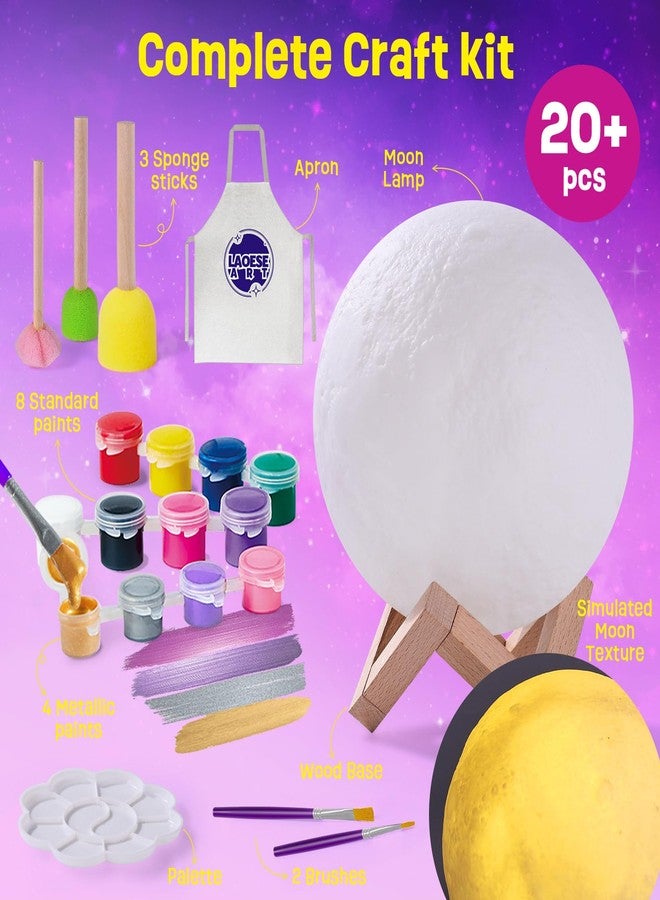 LAOESE Paint Your Own Moon Lamp Kit, Cool Gifts DIY 3D Moon Night Light, Arts and Crafts for Kids Ages 8-12, Space Art Supplies Craft Kits, Girls Boy Birthday & Christmas Gifts Ages 3 4 5 6 7 8 9 10 11 12+ - Image 2
